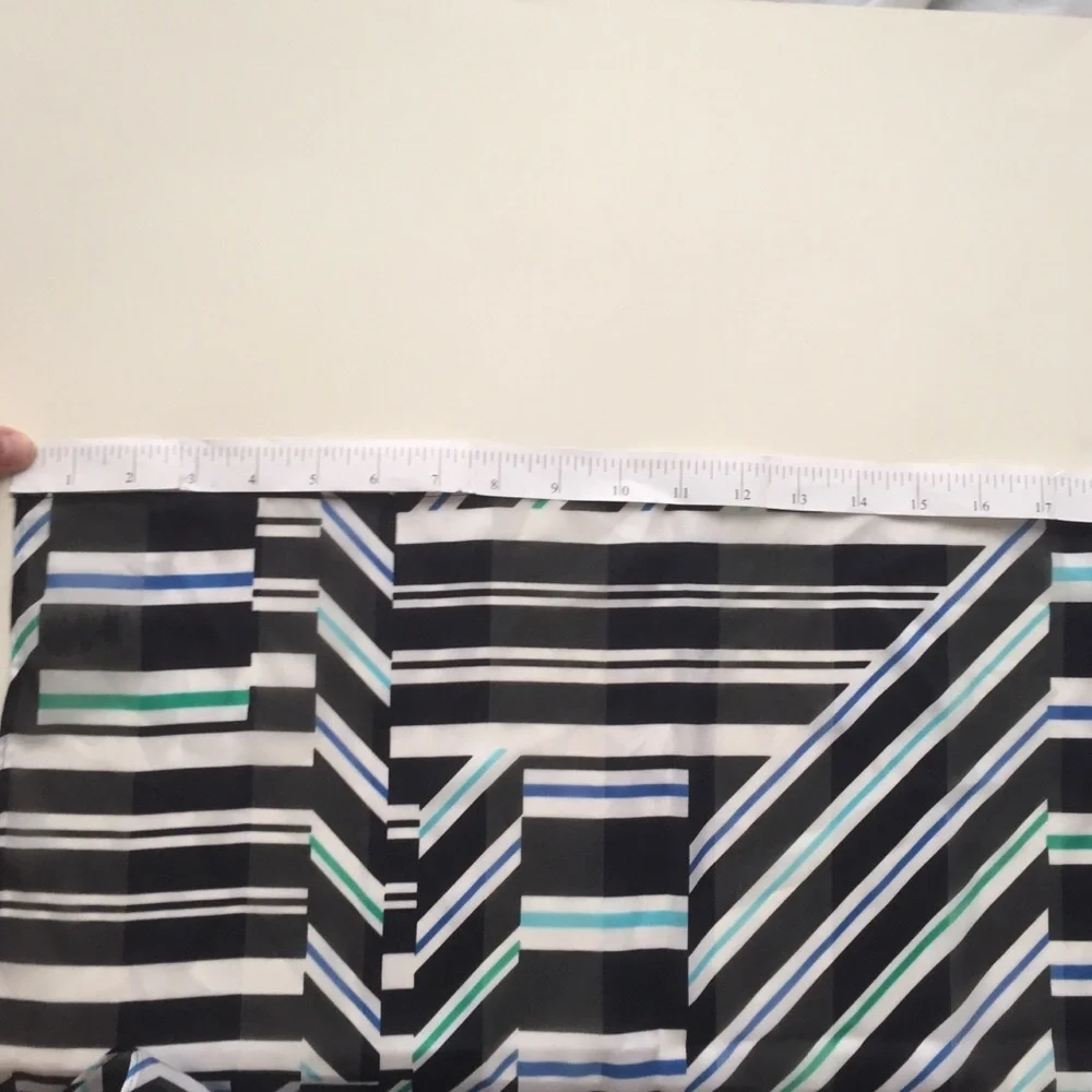 Large Sheer Scarf Calvin Klein Geometric Striped Print Blue Green White Black